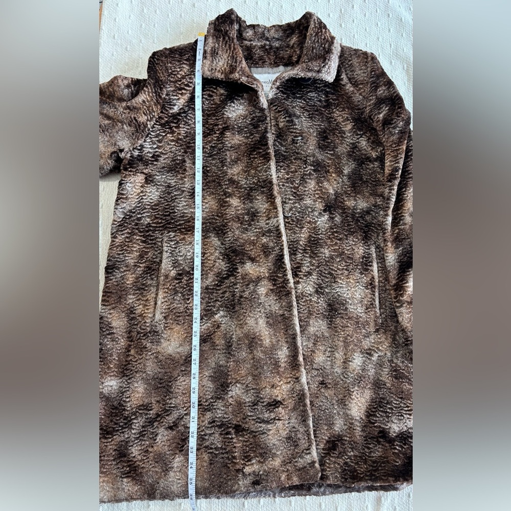 Pamela McCoy Vintage Woman Faux Fur Coat, Brown Size M - Picture 12 of 16